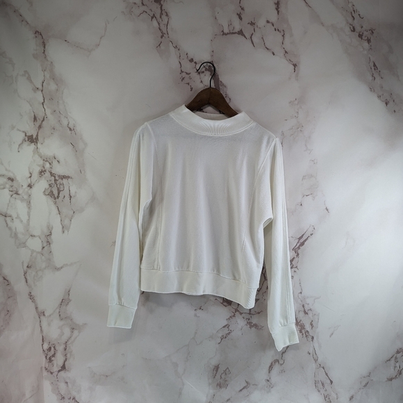 Everlane Sweatshirt Womens XS White The Lightweight French Terry Mock Neck Top - Picture 1 of 11